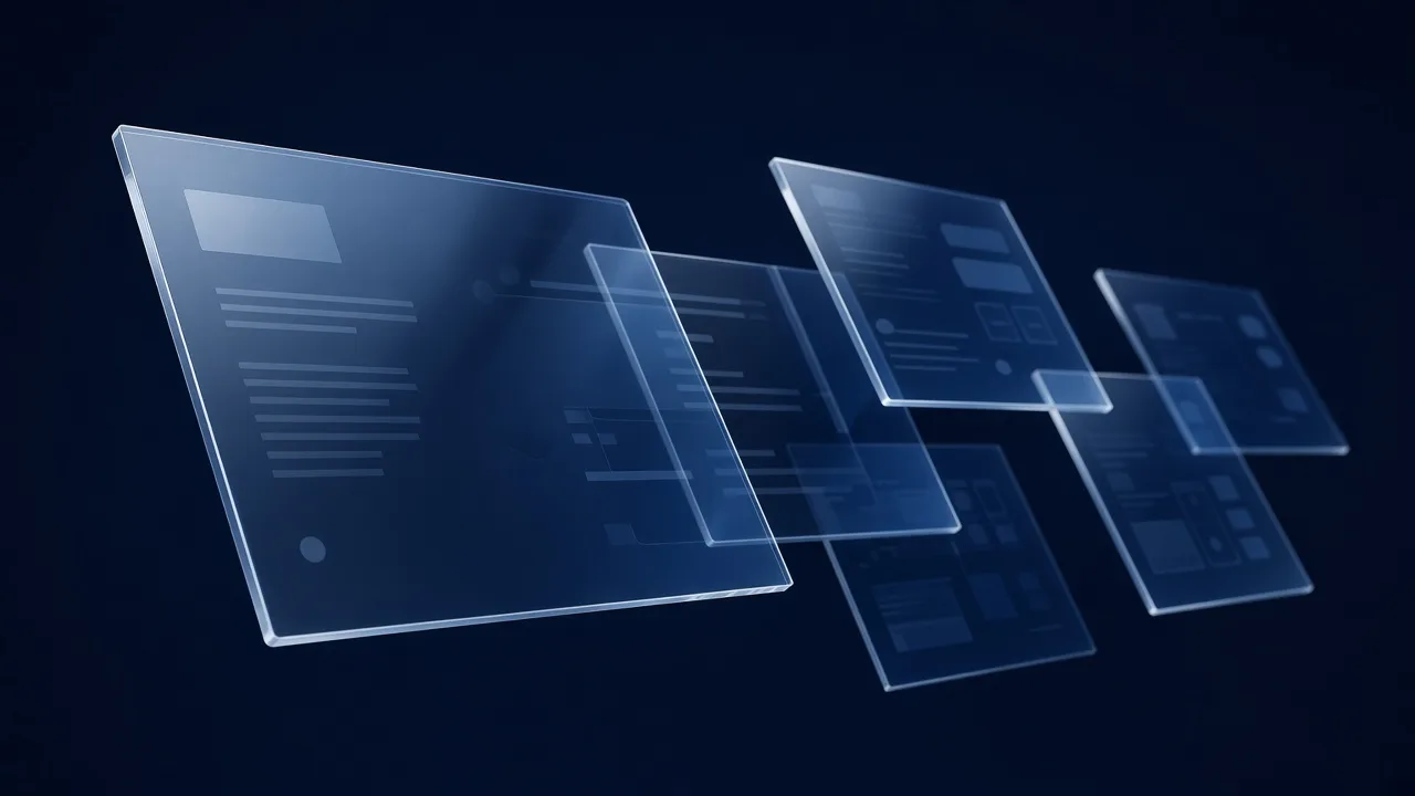 Abstract illustration of layered software panels